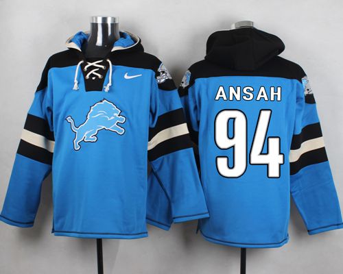 Nike Lions #94 Ziggy Ansah Blue Player Pullover NFL Hoodie - Click Image to Close